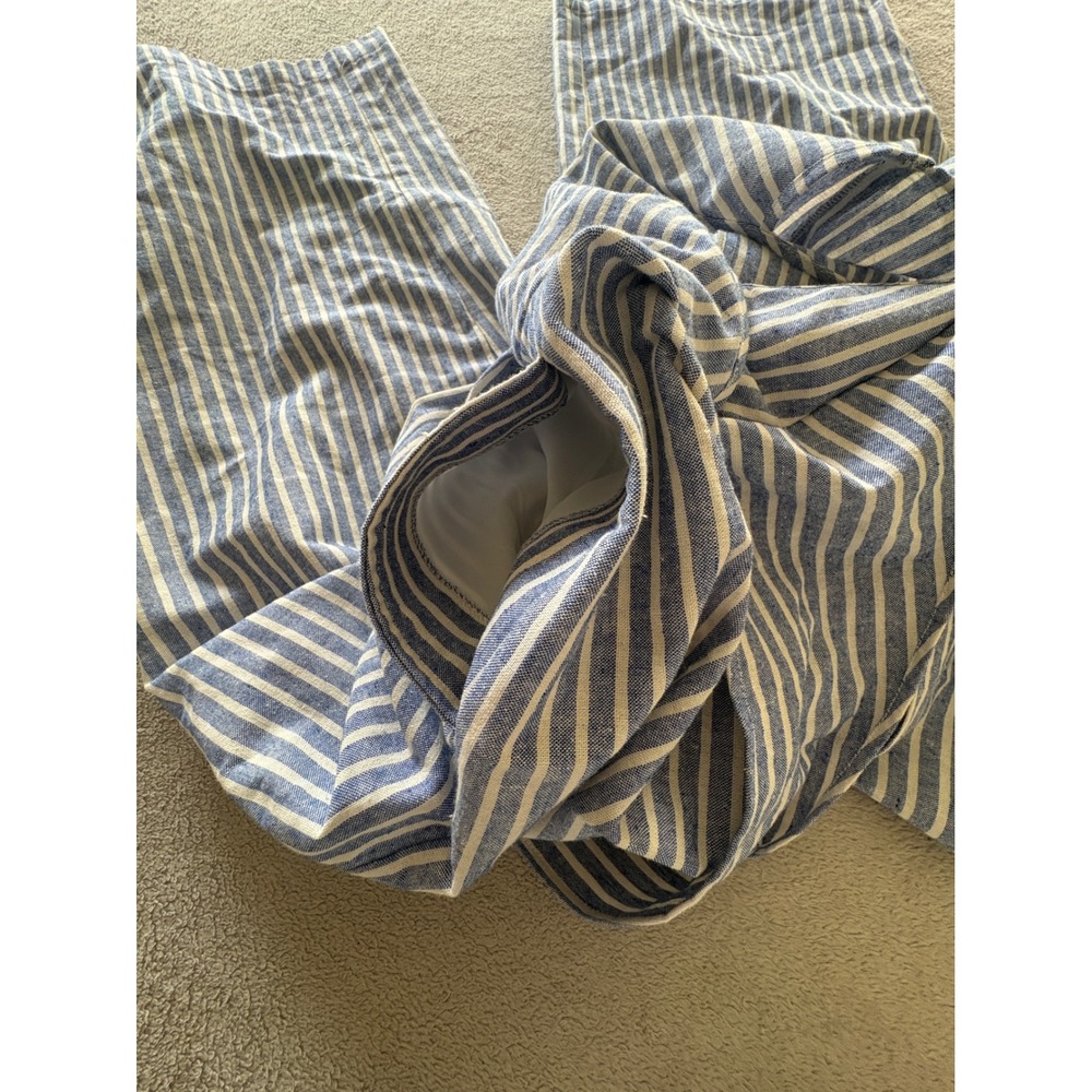 Greylin Blue White Striped Halter Front Tie Wide Leg Jumpsuit Womens Medium - Picture 8 of 10